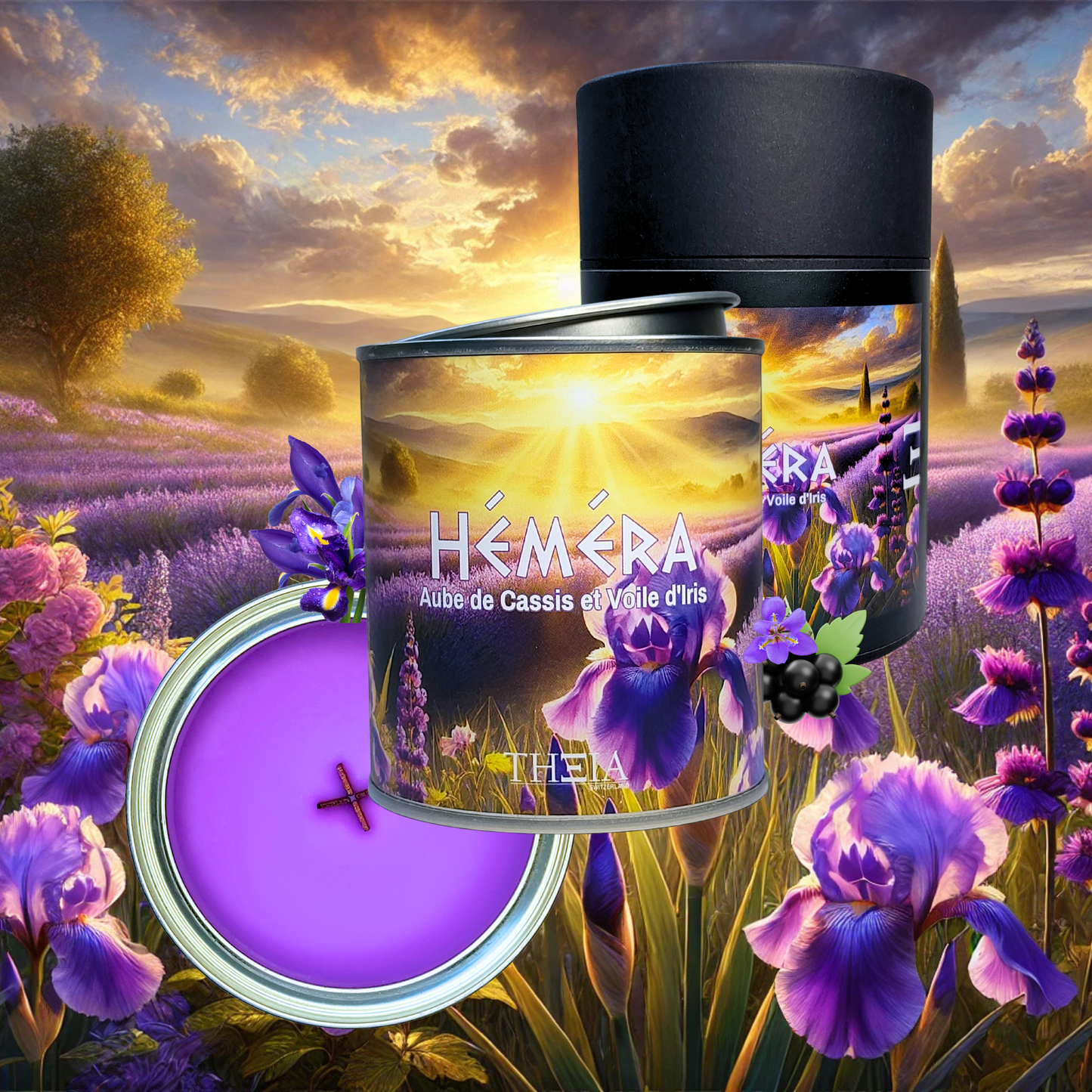Bougie parfumée suisse Héméra Cassis et Iris