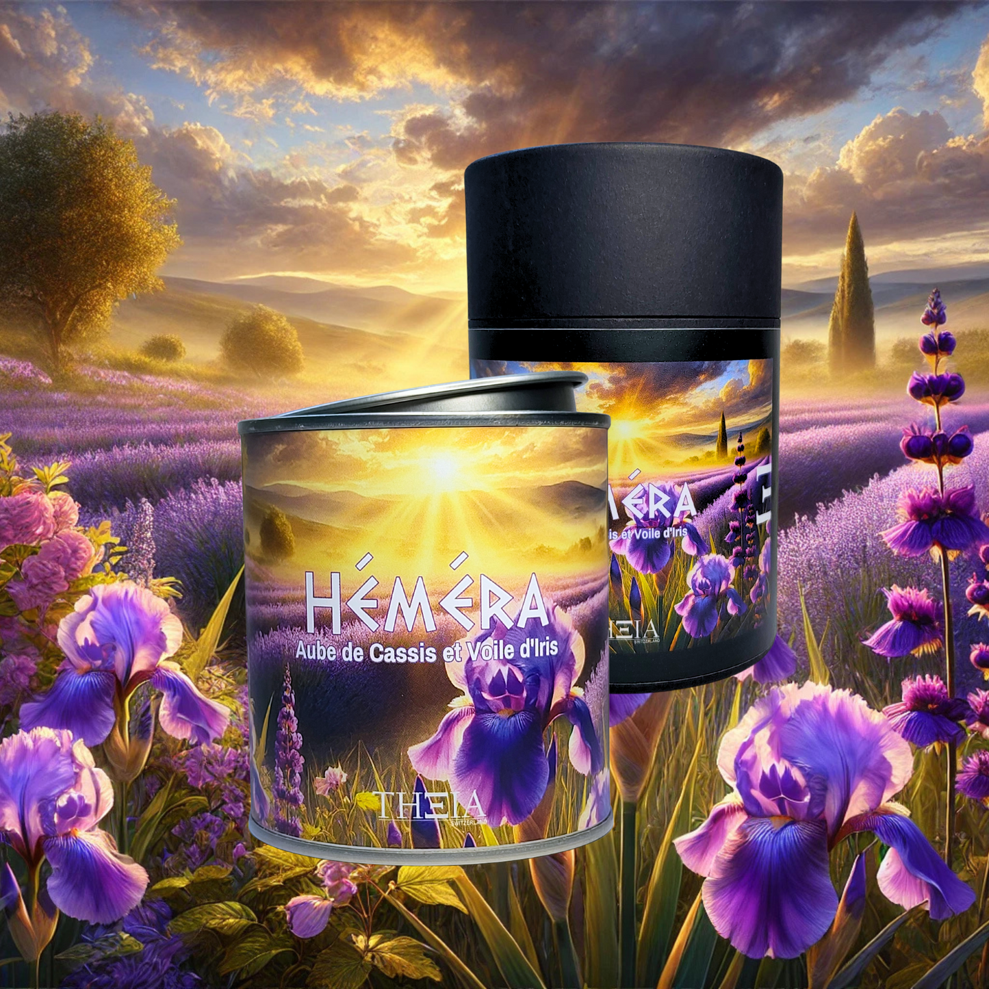 Bougie parfumée suisse cadeau pour femme senteur cassis et fleur d'iris